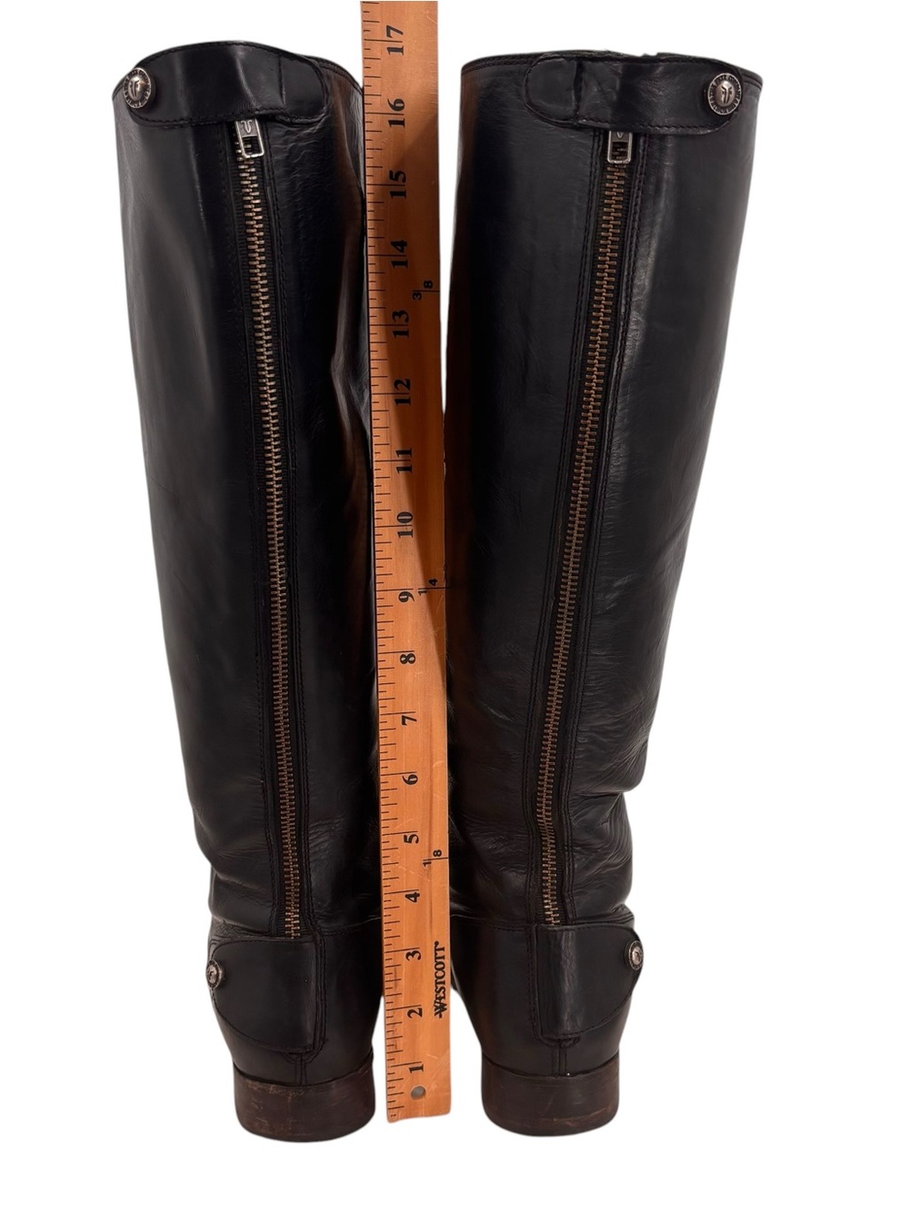 Frye Melissa Button Back Zip Leather Riding Boots Sz. 8.5 Extended Calf - Picture 7 of 9